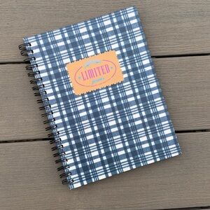 Limited Too Blue & White Plaid Spiral Notebook